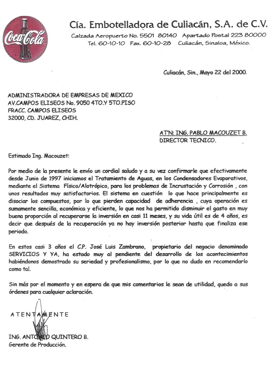 ATACO  Carta Testimonios